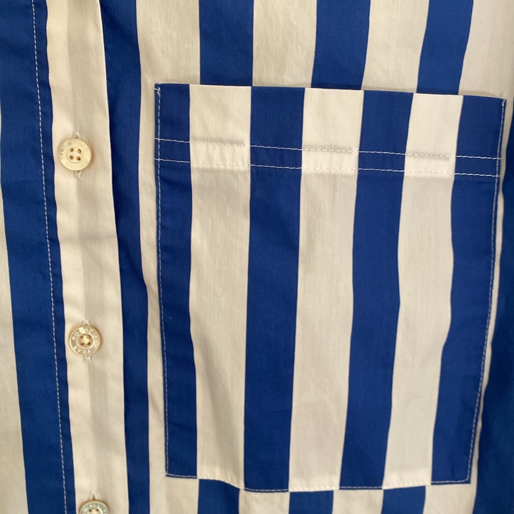 AYR All Year Long Deep End Marais Blue royal blue/white Stripe Shirt Sz M NWOT - Picture 7 of 12